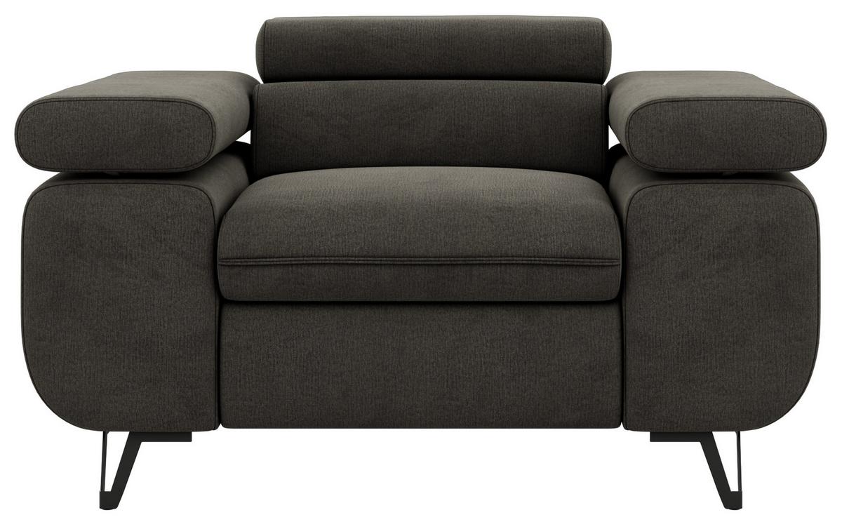 SESSEL PETER 1 - Dunkelgrau Velvet - Dunkelgrau/Schwarz, Textil/Metall (126/76/99cm) - MKS
