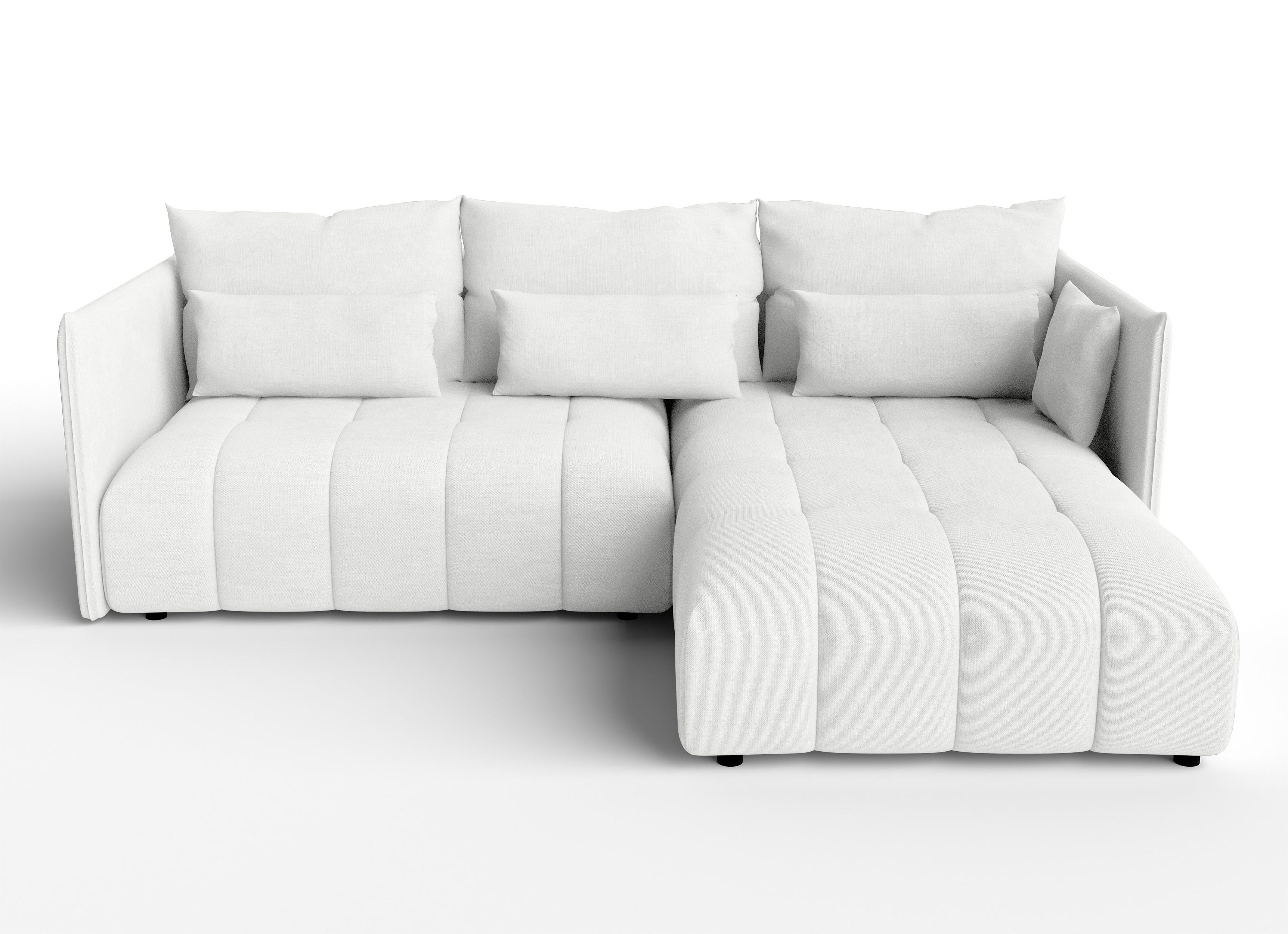 ECKSOFA L Form Cosmova Weiß 248/180/83 cm mit Schlaffunktion - Schwarz/Weiß, Kunststoff/Textil (248/180cm) - AX Living