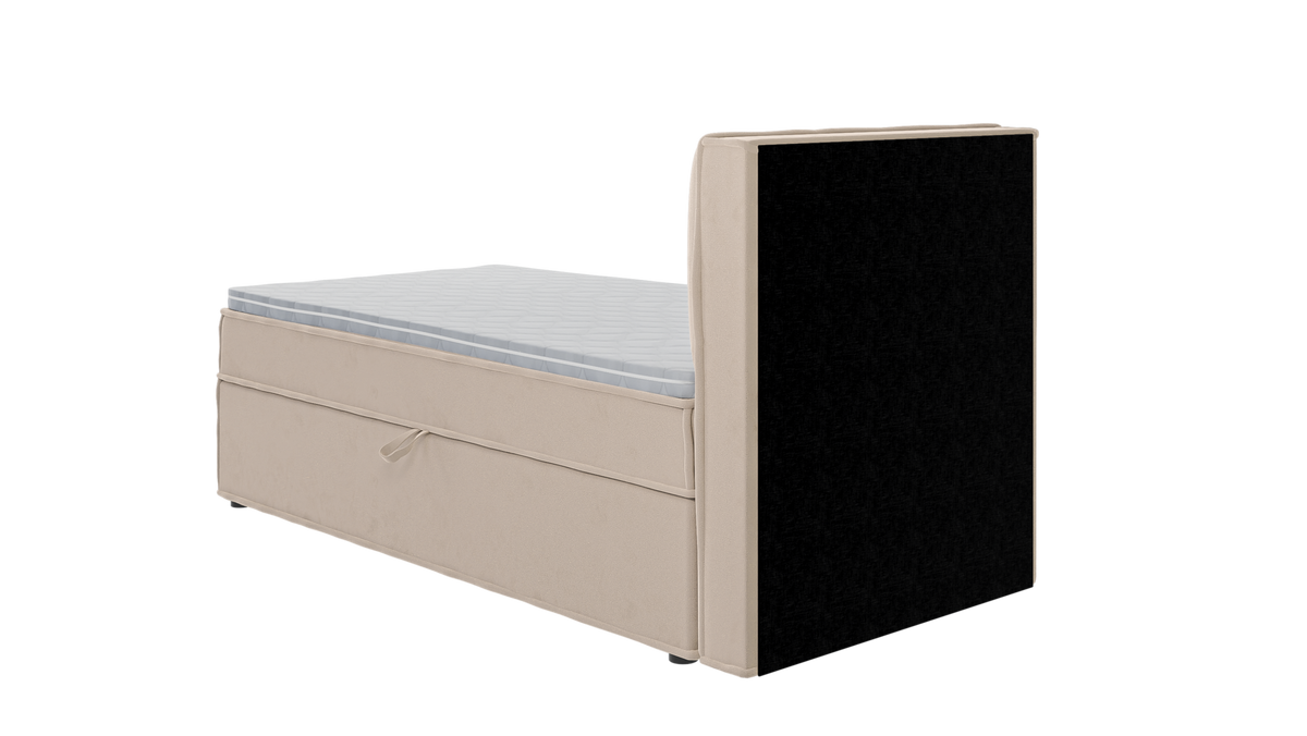BOXBETT Eclipse 90/200 cm Beige Luxusmicrofaser - Beige/Schwarz, Holz/Kunststoff (90/200cm) - S-Style Möbel