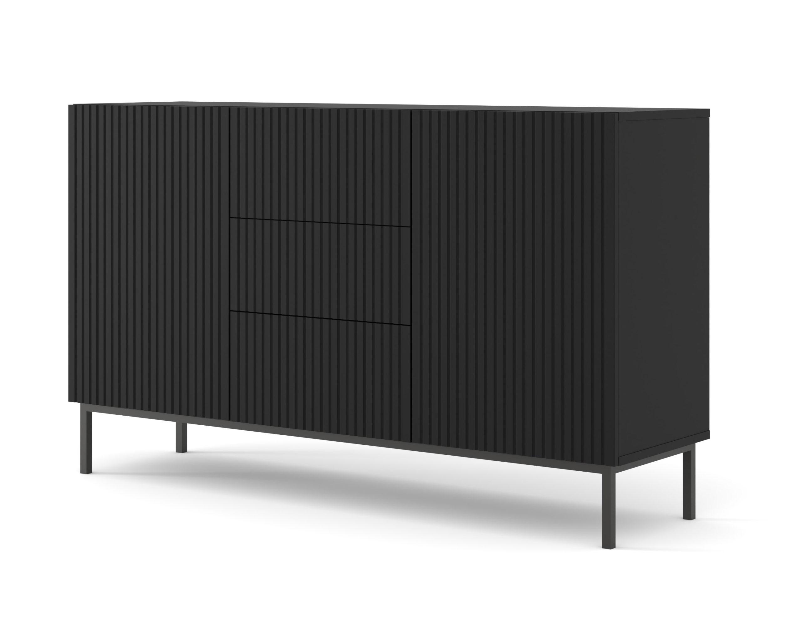 KOMMODE Schwarz, Schwarz, Schwarz 150/87/42 - Schwarz, Holzwerkstoff (150/87/42cm) - RAUMHIRSCH FURNITURE
