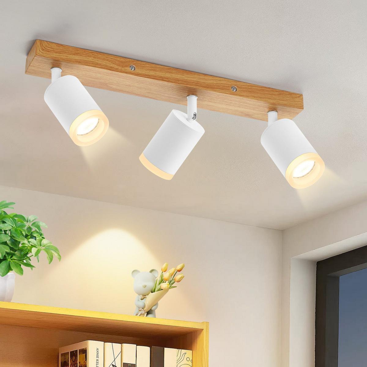 DECKENSTRAHLER Recklinghausen 3-flammig 41/6/15 cm - Weiß, Holz (41/6/15cm) - Nettlife