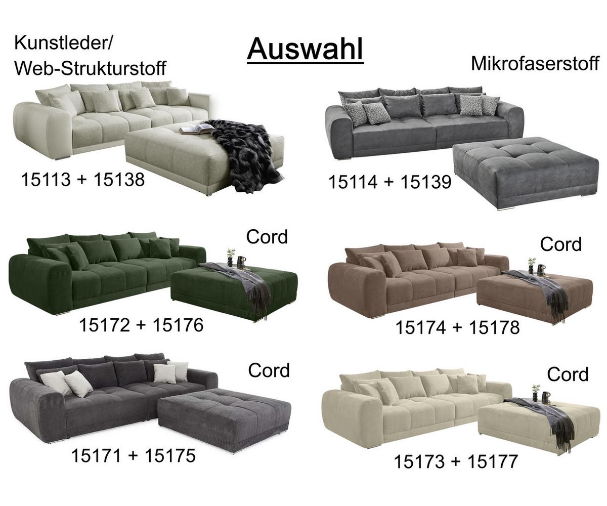 POLSTERHOCKER XXL Federkern B120/T120/H39 cm (passend zum BIG-SOFA) Kunstleder Weiß+Strukturstoff Grau Beige / 15138 - Chromfarben/Greige, Kunststoff/Textil (120/39/120cm) - luma-home