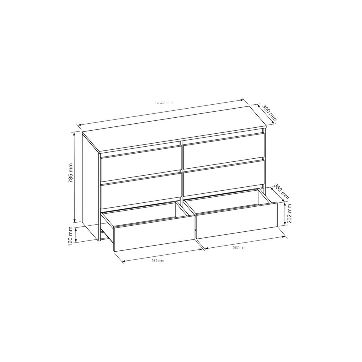 KOMMODE NUDO 120/78,5/39cm mit 6 Schubladen Türen Weiß - Weiß/Sonoma Eiche, Holzwerkstoff (120/78.5/39cm) - MASSENO