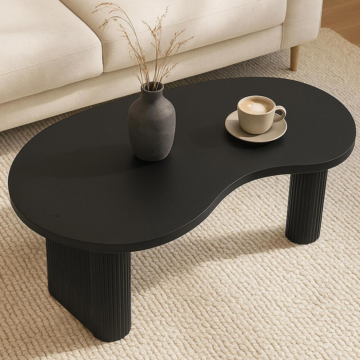COUCHTISCH organisch Schwarz - Schwarz, Holz (60/110/45cm) - MCW