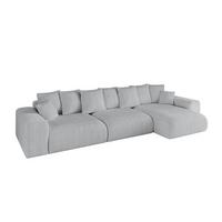 ECKSOFA Ottomane rechts ESKAR-L2 364x176x72 Grau Cord - Schwarz/Grau, Holzwerkstoff/Kunststoff (176/364cm) - ALTDECOR
