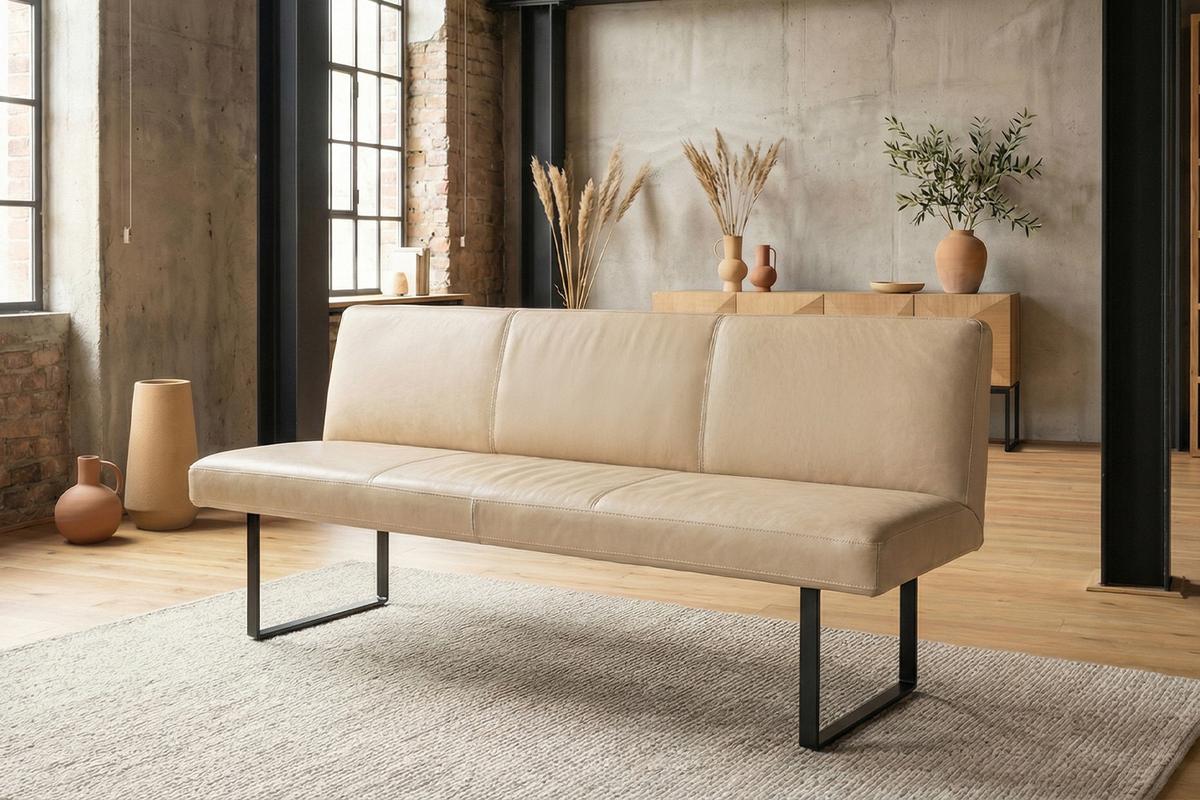 ESSZIMMERBANK ELEEN Beige Leder - Beige, Leder (183/85/69cm) - KAWOLA