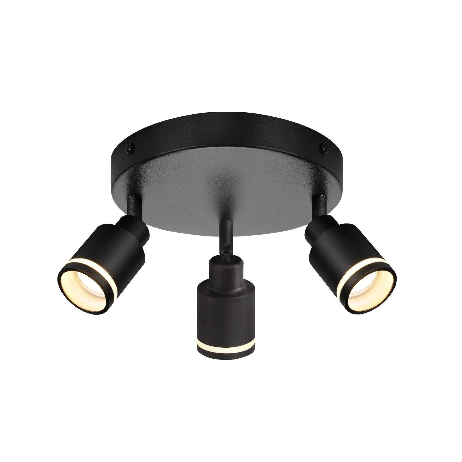 DECKENSTRAHLER Oldesloe 3-flammig 20/20/15.7 cm - Schwarz, Metall (20/20/15.7cm) - Nettlife