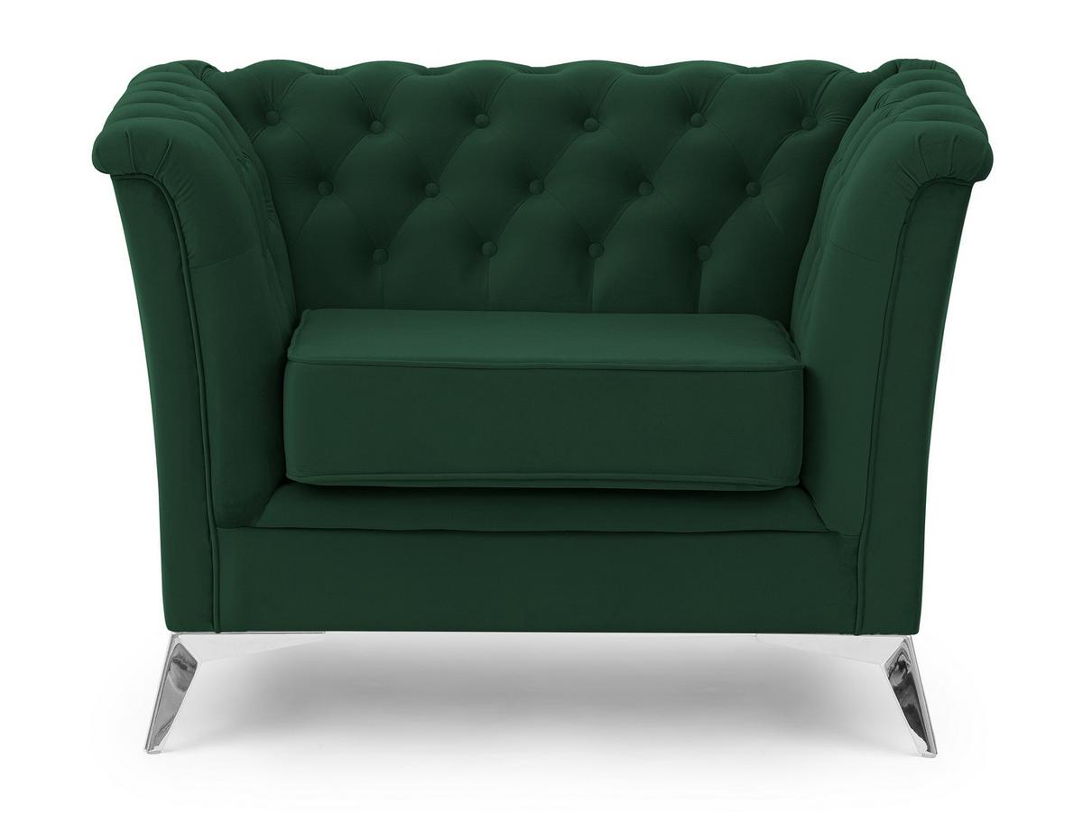 CHESTERFIELD-SESSEL Whitby Flaschengrün Samt mit silbernen Füßen - Dunkelgrün/Silberfarben, Holz/Textil (116/78/82cm) - S-Style Möbel