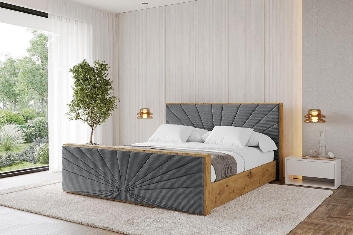 POLSTERBETT mit Bettkasten, Fußteil und Lattenrost, Boxbett mit Matratze H3/H4 - ENZO6-Z 120x200 Dunkelgrau - Anthrazit, Holzwerkstoff/Textil (120/200cm) - ALTDECOR
