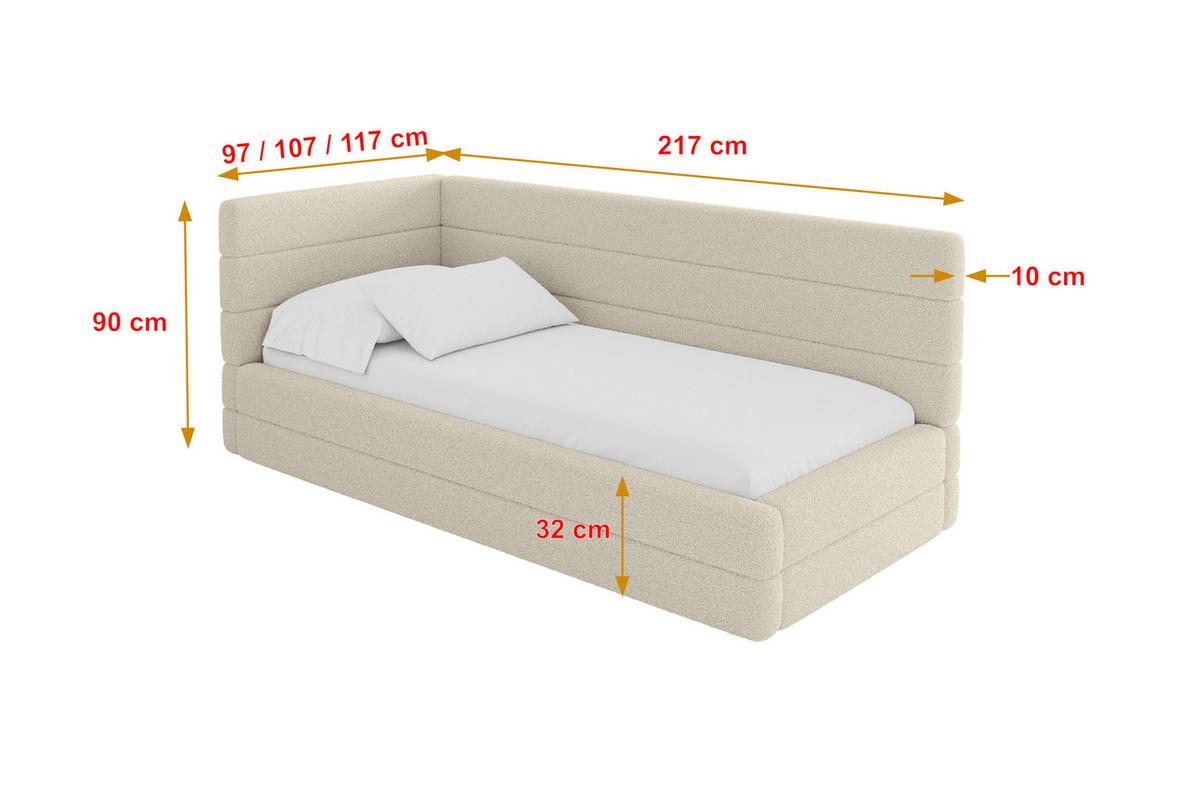 EINZELLBETT Jugendbett mit Bettkasten, Rechts - BEMY 100x200 Dunkelbeige - Taupe, Holzwerkstoff/Textil (100/200cm) - ALTDECOR