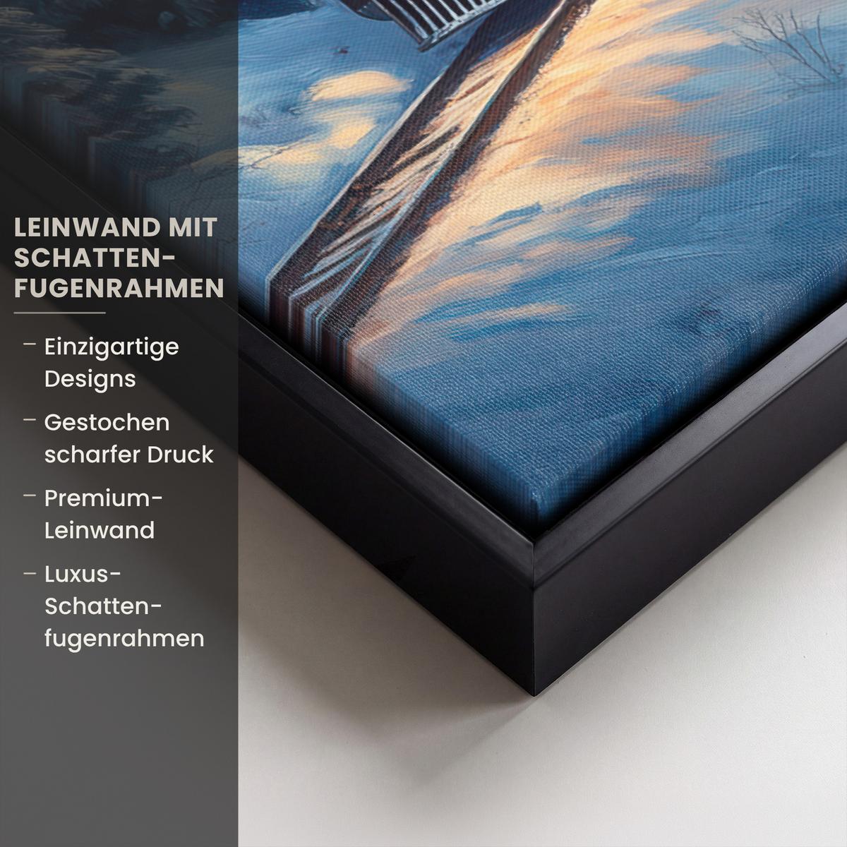 LEINWAND Bilder mit Rahmen - Zug - Weihnachten - Schnee - Weihnachtszug - 60x80 - Anthrazit, Textil (60/80cm) - MuchoWow