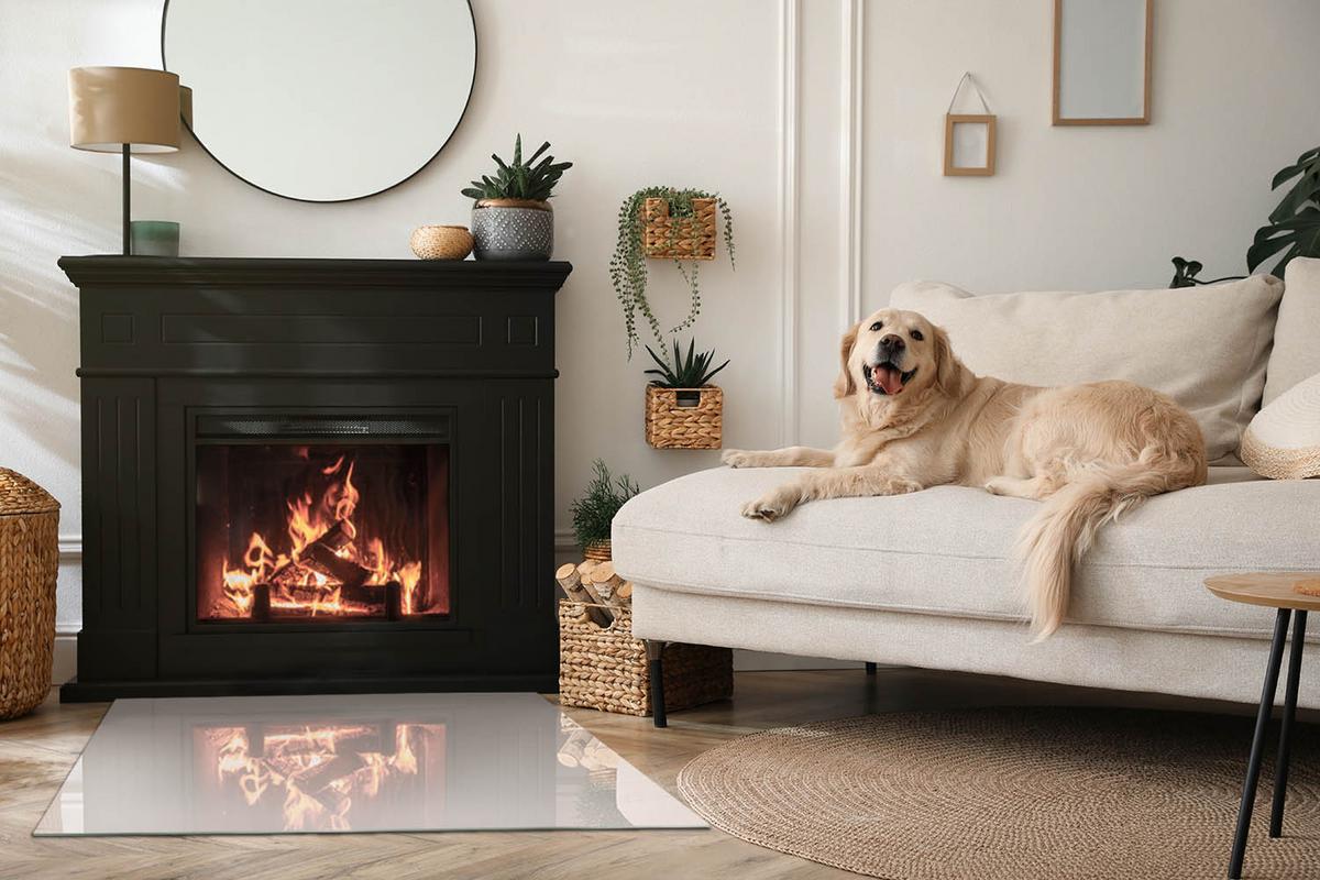 GLASPLATTE für Kamin 100x70 cm - Beige, Glas (100/70/0.4cm) - TULUP