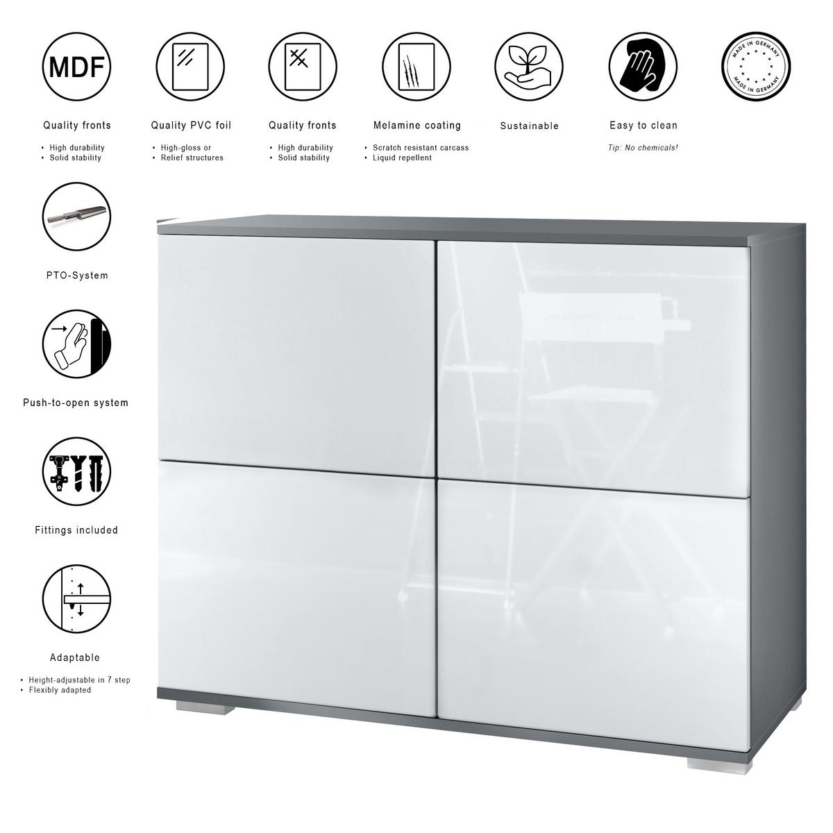 KOMMODE Rova Eiche Wotan - Eiche Wotan, Holzwerkstoff (92.5/75.5/35cm) - Vladon