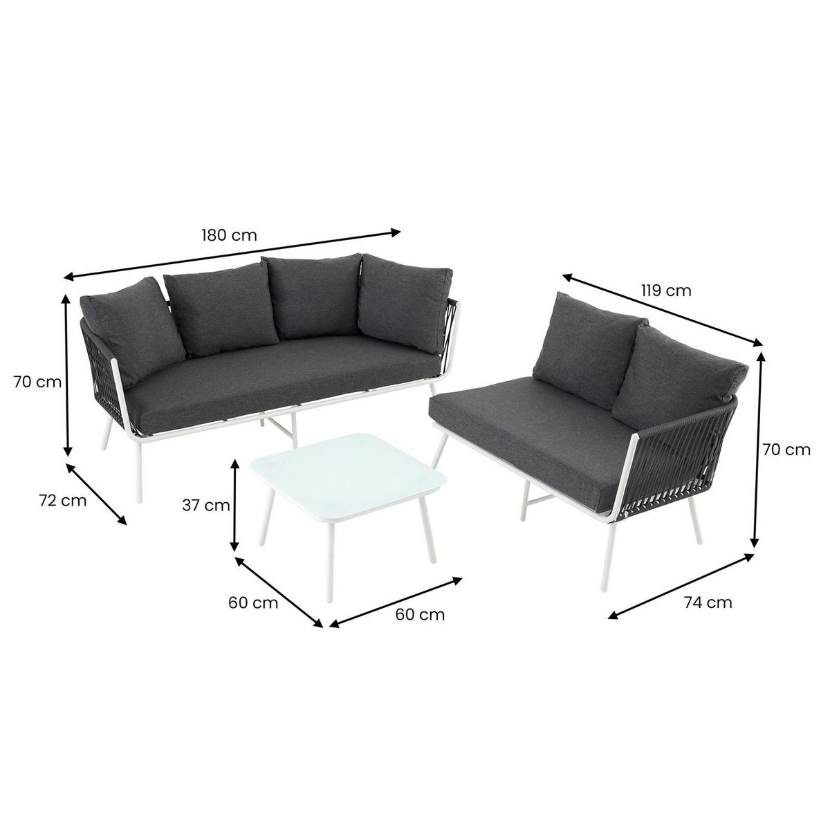 GARTENMÖBEL-SET JAKARTA - Weiß/Grau, Metall - IDIMEX