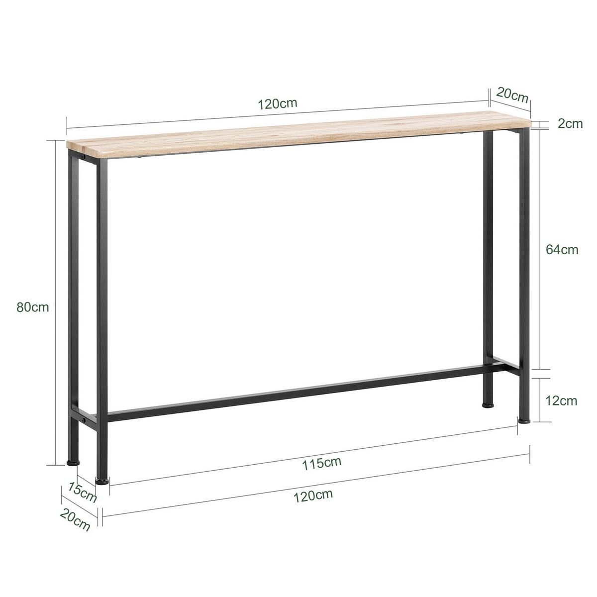 KONSOLENTISCH Holz - Naturfarben, Holz/Metall (20/120/80cm) - SoBuy