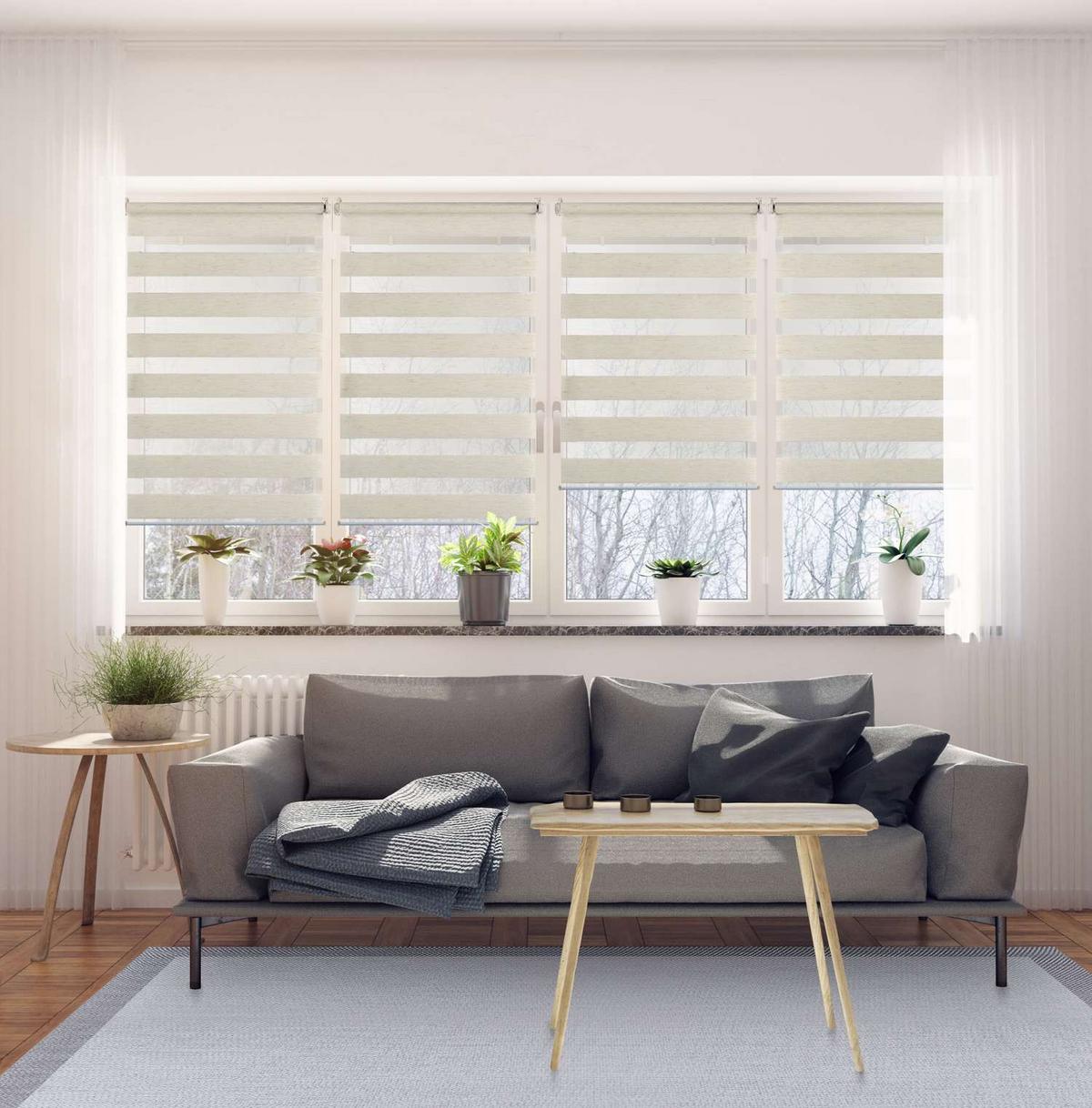 DOPPELROLLO Leinen, 150 cm x 180 cm - Beige, Kunststoff (150/180cm) - STORESDECO