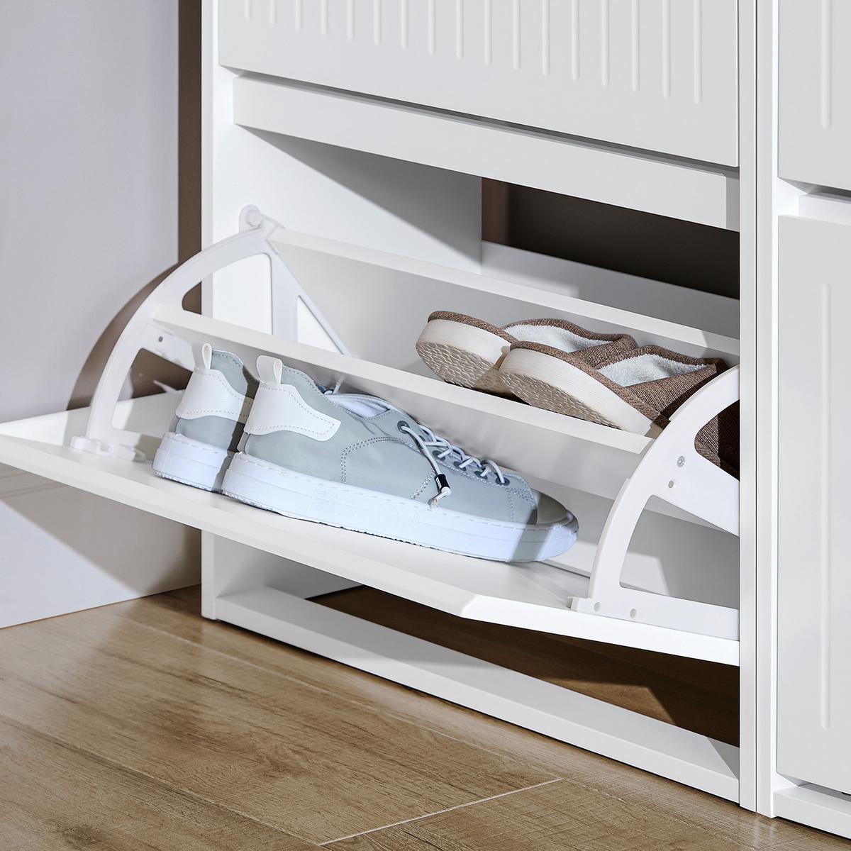 SCHUHSCHRANK mit 2 Klappen Weiß - Weiß, Holzwerkstoff (61/81/26cm) - SoBuy