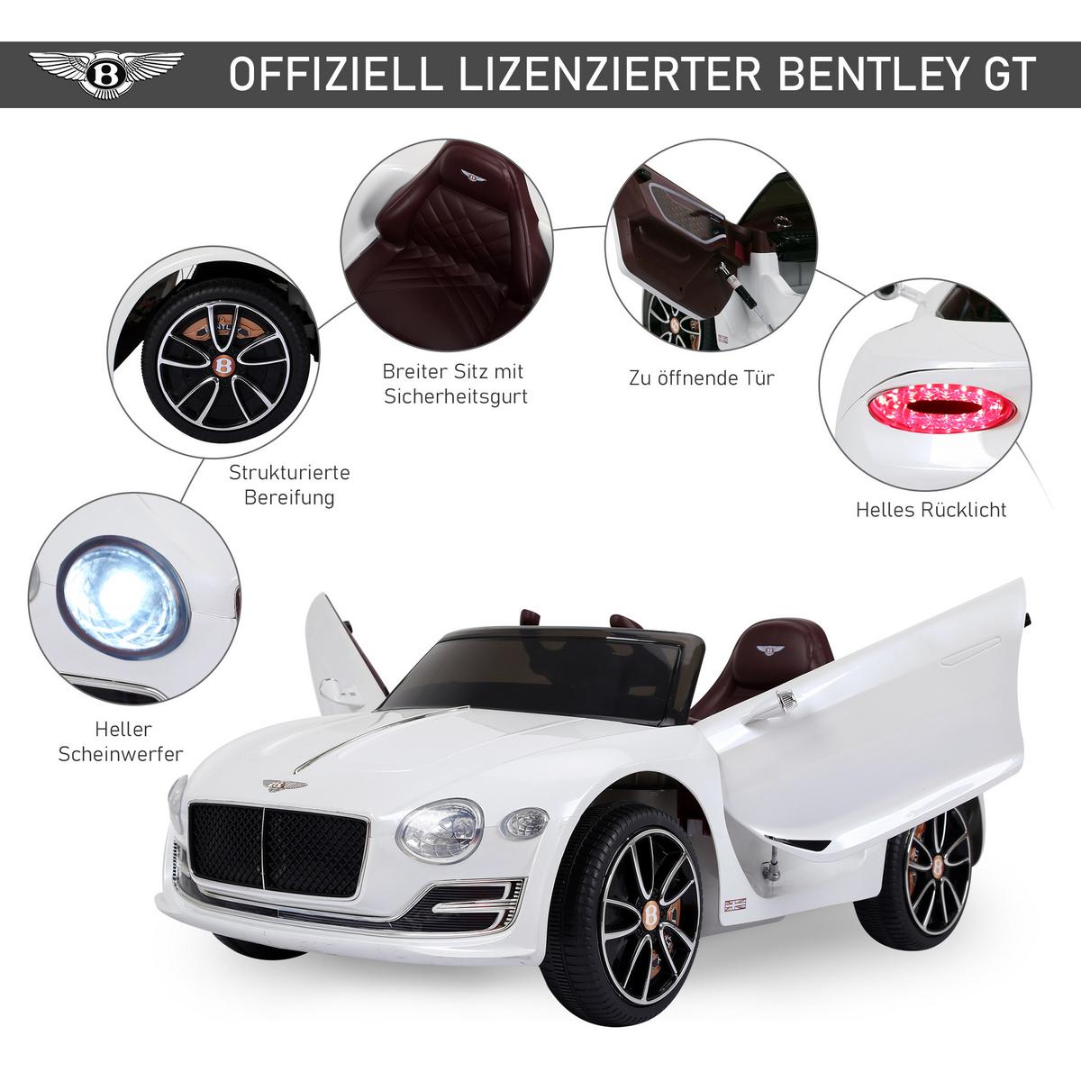 KINDER ELEKTROAUTO, Weiß, Metall+ Kunststoff - Weiß, Metall (33/17.5/24cm) - HOMCOM