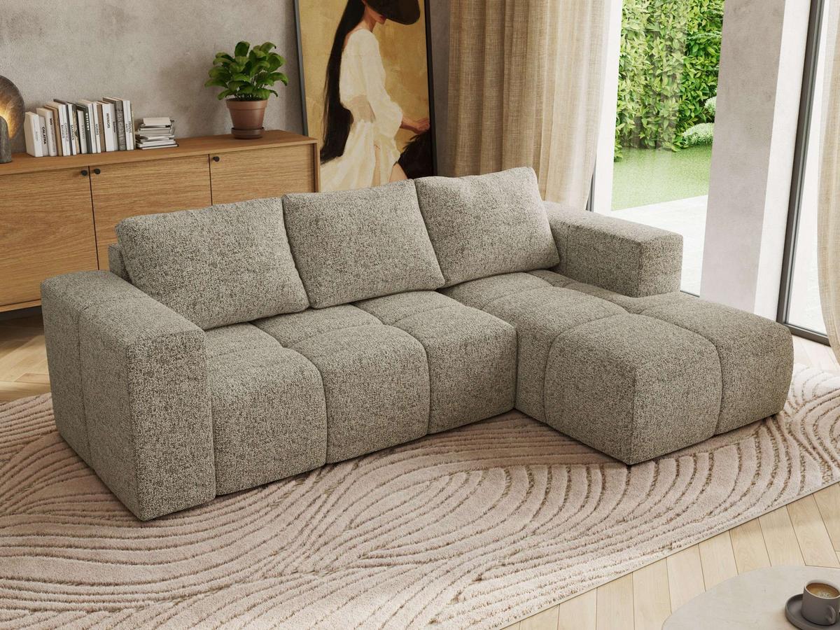 ECKSOFA MONIVA Beige Strukture - Rechts - Beige/Schwarz, Kunststoff/Textil (266/164cm) - MKS