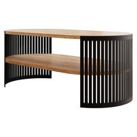 COUCHTISCH Fikoli Oval I - Eichefarben/Schwarz, Holzwerkstoff/Metall (100/50/40cm) - MIRJAN24