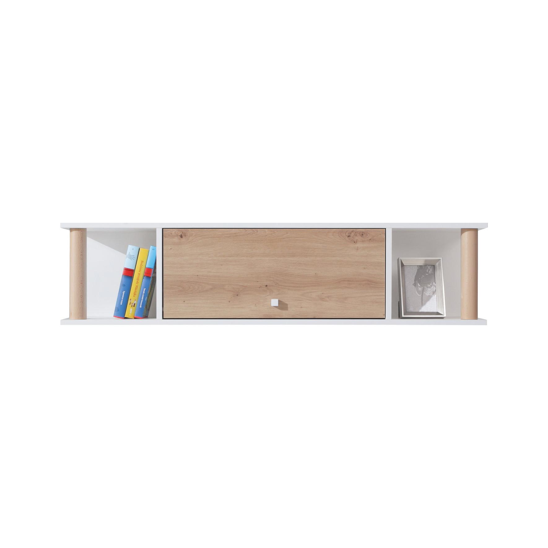 WANDREGAL Figo mit 1 Tür und mit 2 offenen Regalen - Weiß/Eiche Artisan, Holzwerkstoff (125/35/25cm) - Beautysofa