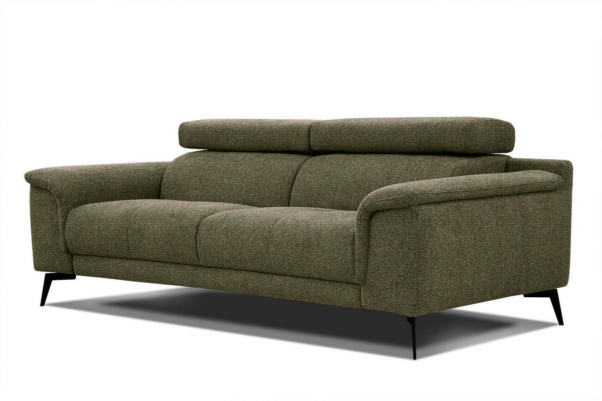 SOFA FIERO 3-Sitzer, olivgrün - Schwarz/Olivgrün, Holzwerkstoff/Textil (212/82/103cm) - Wozimo