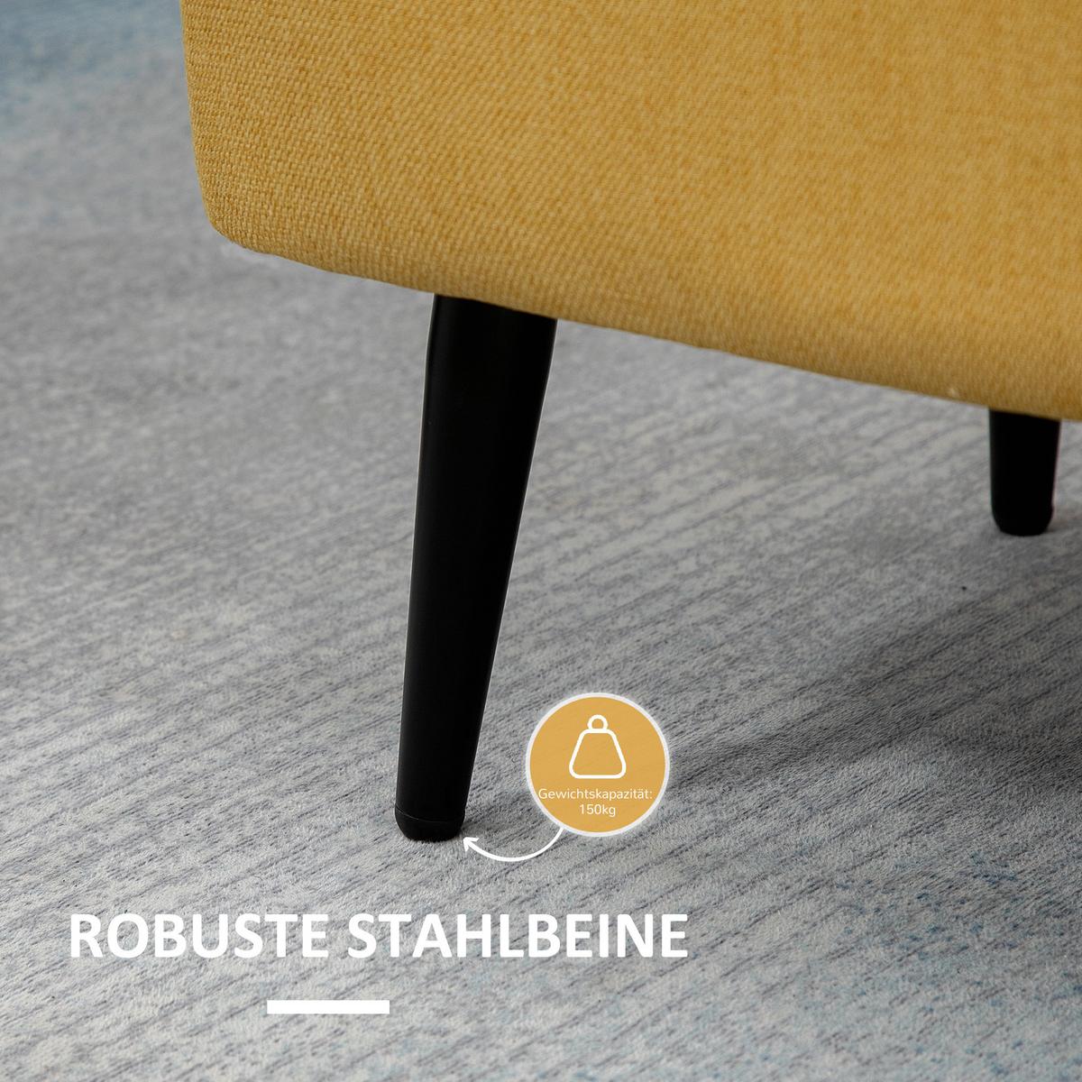 TRUHENBANK mit Stauraum Leinenoptik 101x38,5x44,5 cm - Gelb, Kunststoff (38.5/44.5/101cm) - HOMCOM