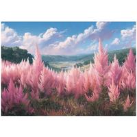 FOTOTAPETE Blumen Wiese Rosa 300x210 cm - Multicolor, Papier (300/210cm) - Wallarena