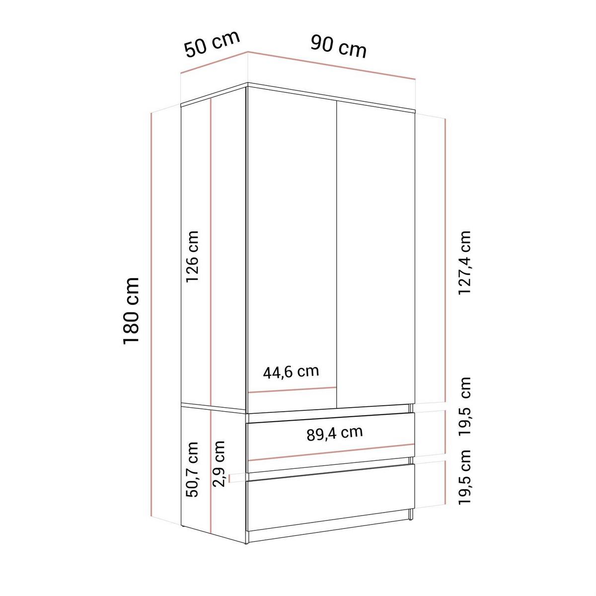 SCHRANK HANA SS-90 Sonoma Eiche - Sonoma Eiche, Holzwerkstoff (90/180/50cm) - Lookway