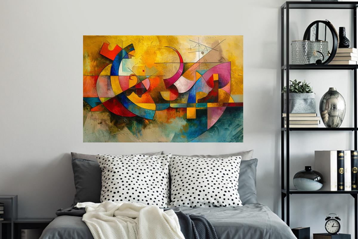 WANDTATTOO Kunst - Abstrakt - Modern Wandsticker 120x80 cm - Gelb, Kunststoff (120/80/0.1cm) - MuchoWow