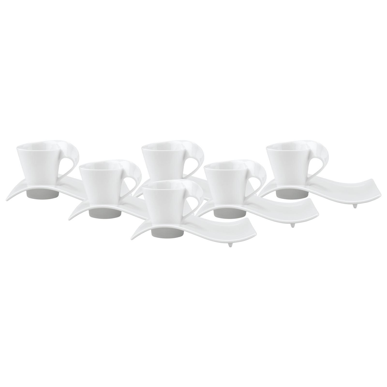 ESPRESSOTASSEN MIT UNTERTELLER NewWave Caffè weiß 80 ml 6er Set - Weiß, Keramik (13/9.5/17cm) - Villeroy & Boch