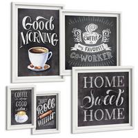 BILDER SET 5er Set - 50x50 cm & 20x30 cm & 40x60 cm Weißer Rahmen - Kaffeeroller, heimelige Wärme - Weiß, Kunststoff (40/60cm) - TULUP