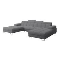 WOHNLANDSCHAFT mit Schlaffunktion und Bettkasten COMA U2 345x203x79 Grau Bouclé - Chromfarben, Holzwerkstoff/Textil (345/79/203cm) - ALTDECOR