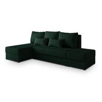 ECKSOFA NORVI Grün Geflochtener Stoff mit Schlaffunktion - Grün, Holz (251/143cm) - MASSENO
