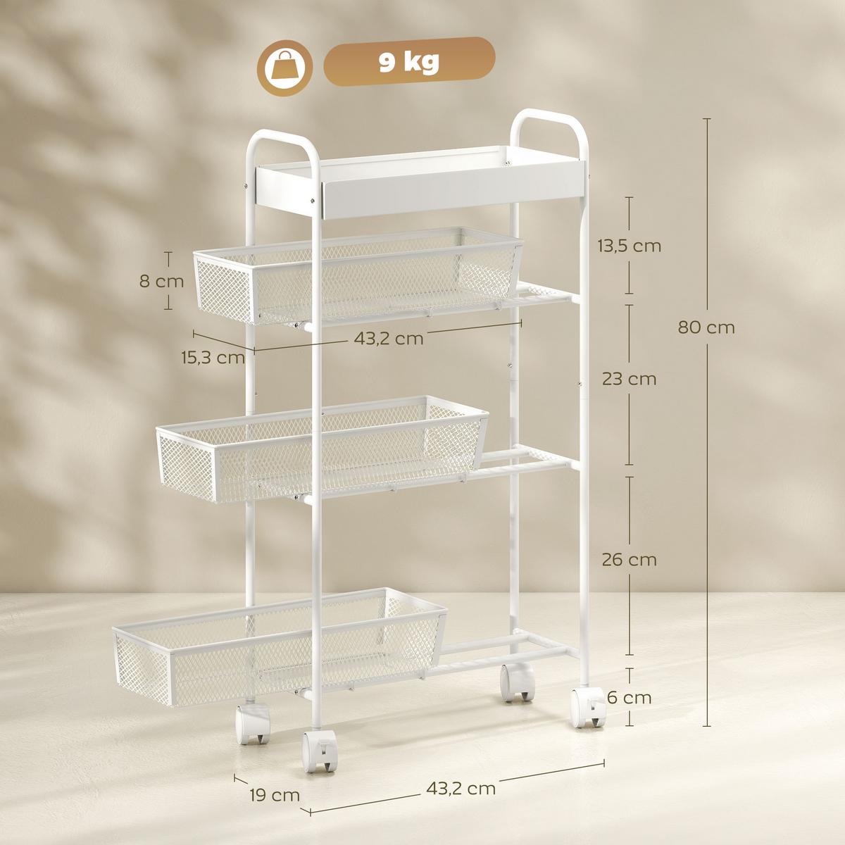 KÜCHENWAGEN Metall Weiß - Weiß, Metall (19/80/43.2cm) - HOMCOM