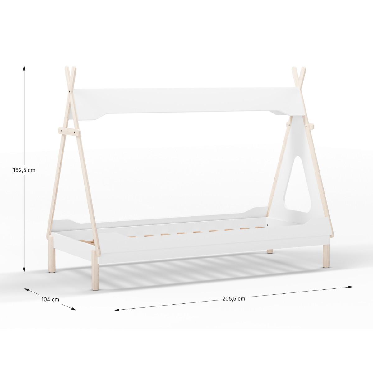 TIPIBETT Nora Weiß 210/104/165 cm - Weiß, Holz (190/90cm) - Calicosy