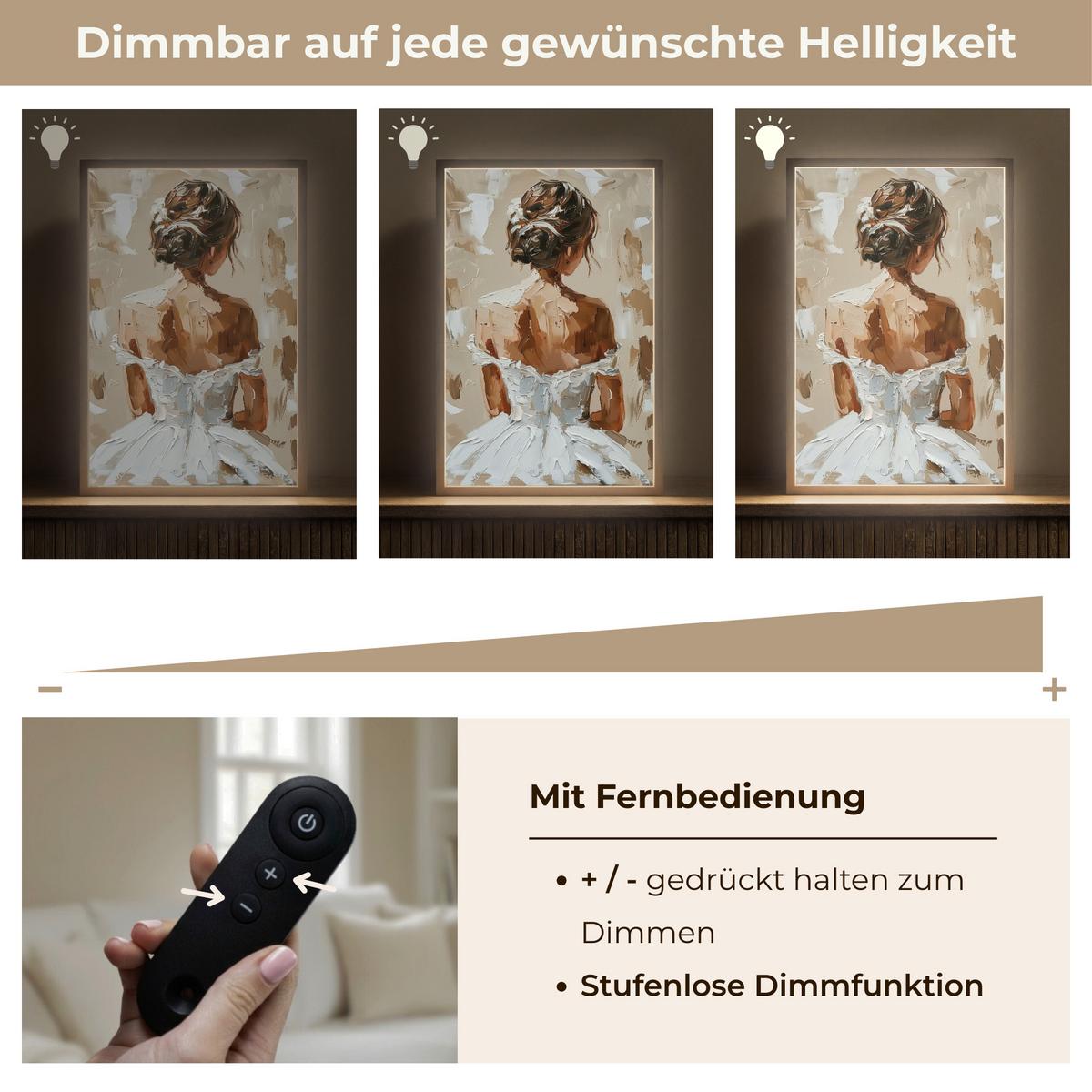 WANDLEUCHTE MIT AKKU Frau - Farbe - Abstrakt - Beige - Modern 40x60 cm - Hellbraun, Holzwerkstoff (40/60/8cm) - OnlyWow
