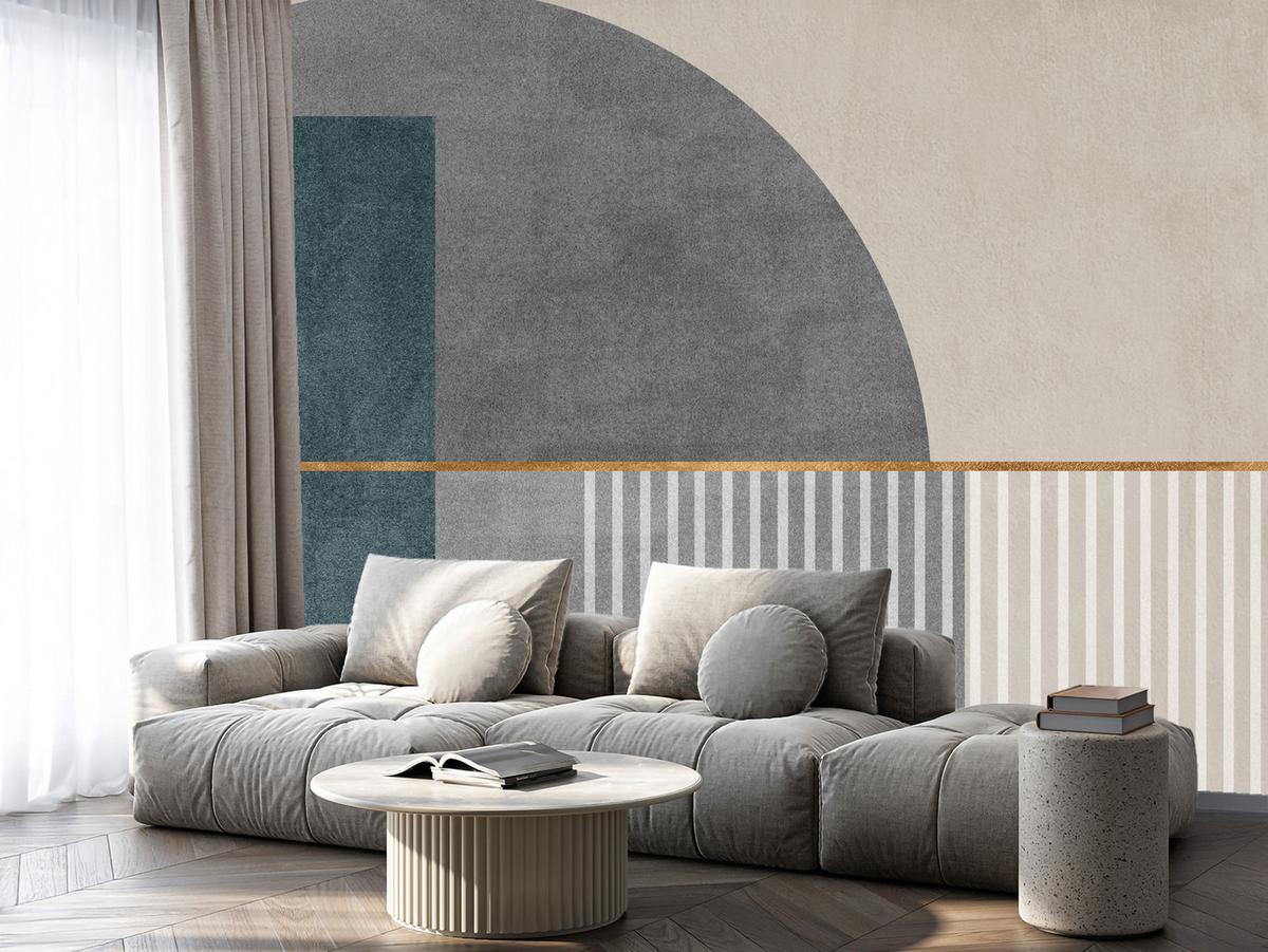 FOTOTAPETE für Wohnzimmer Formen Modernes Geometrisches Muster 500x350 - Beige/Braun, Papier (500/350cm) - Muralo
