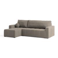 ECKSOFA VOLIRA Beige Plüsch-Stoff mit Schlaffunktion - Beige, Holz (230/143cm) - MASSENO