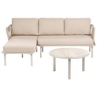GARTEN Ecksofa mit Tisch 3-Sitzer Metall Beige rechtsseitig Orte - Beige, Metall - Beliani