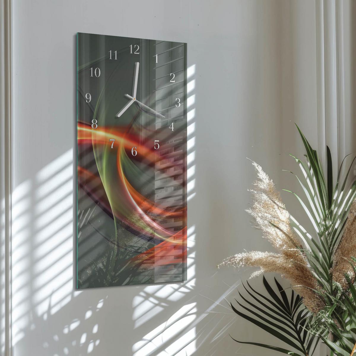 WANDUHR aus Glas 30x60 cm - Muster - Grau, Glas (30/60/0.4cm) - TULUP