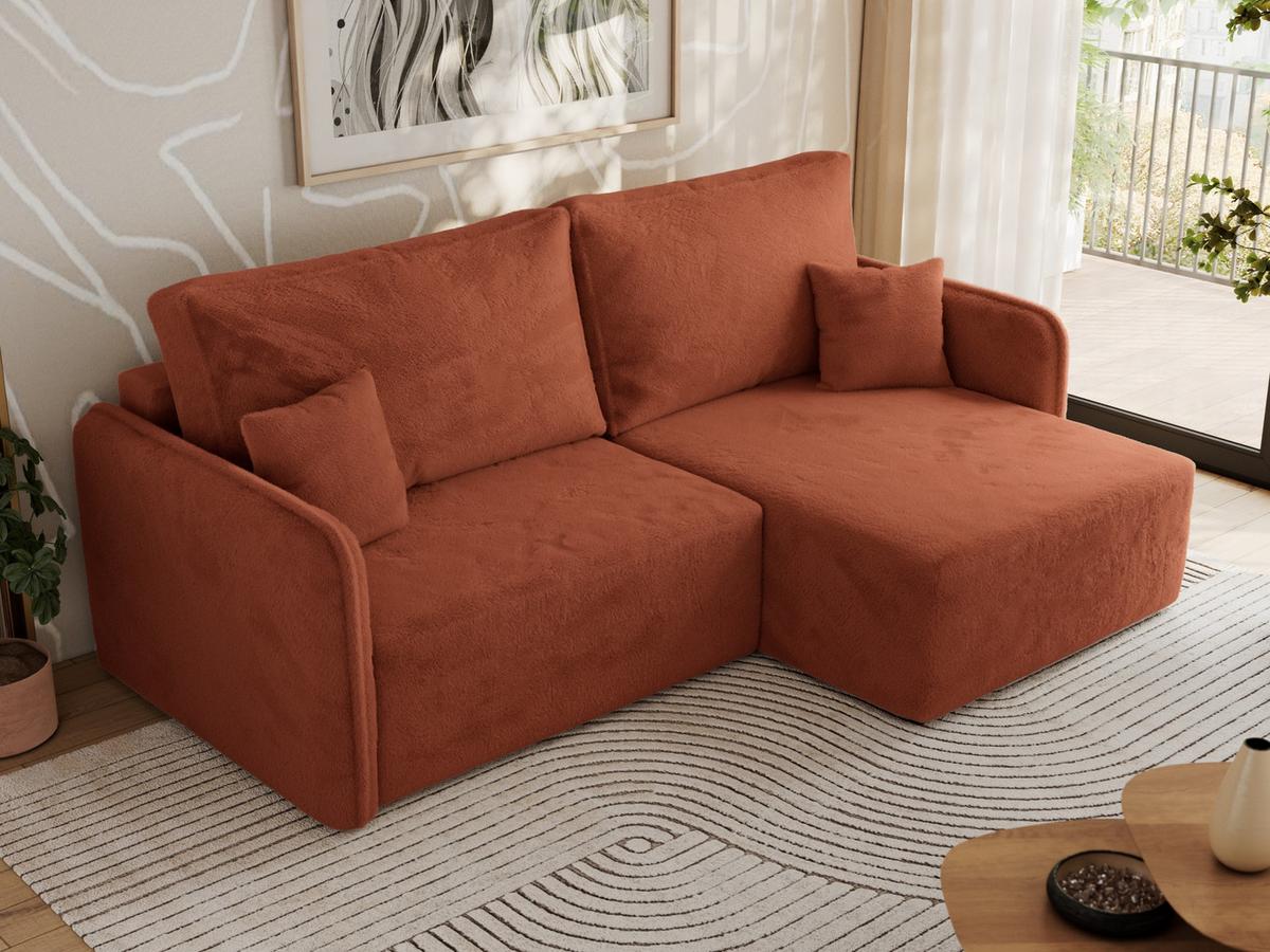 ECKSCHLAFSOFA MESTO L Orange Plüsch - rechts - Schwarz/Orange, Kunststoff/Textil (147/227cm) - MKS