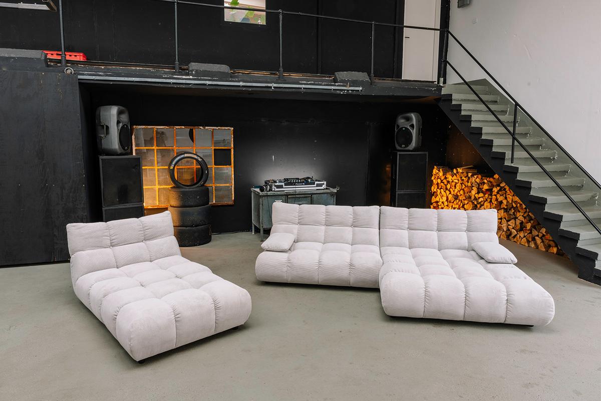 SITZGRUPPE VIVIEN 3ER SET Silber Cord (1er-Set) - Silberfarben, Kunststoff/Textil (510/85/359cm) - KAWOLA