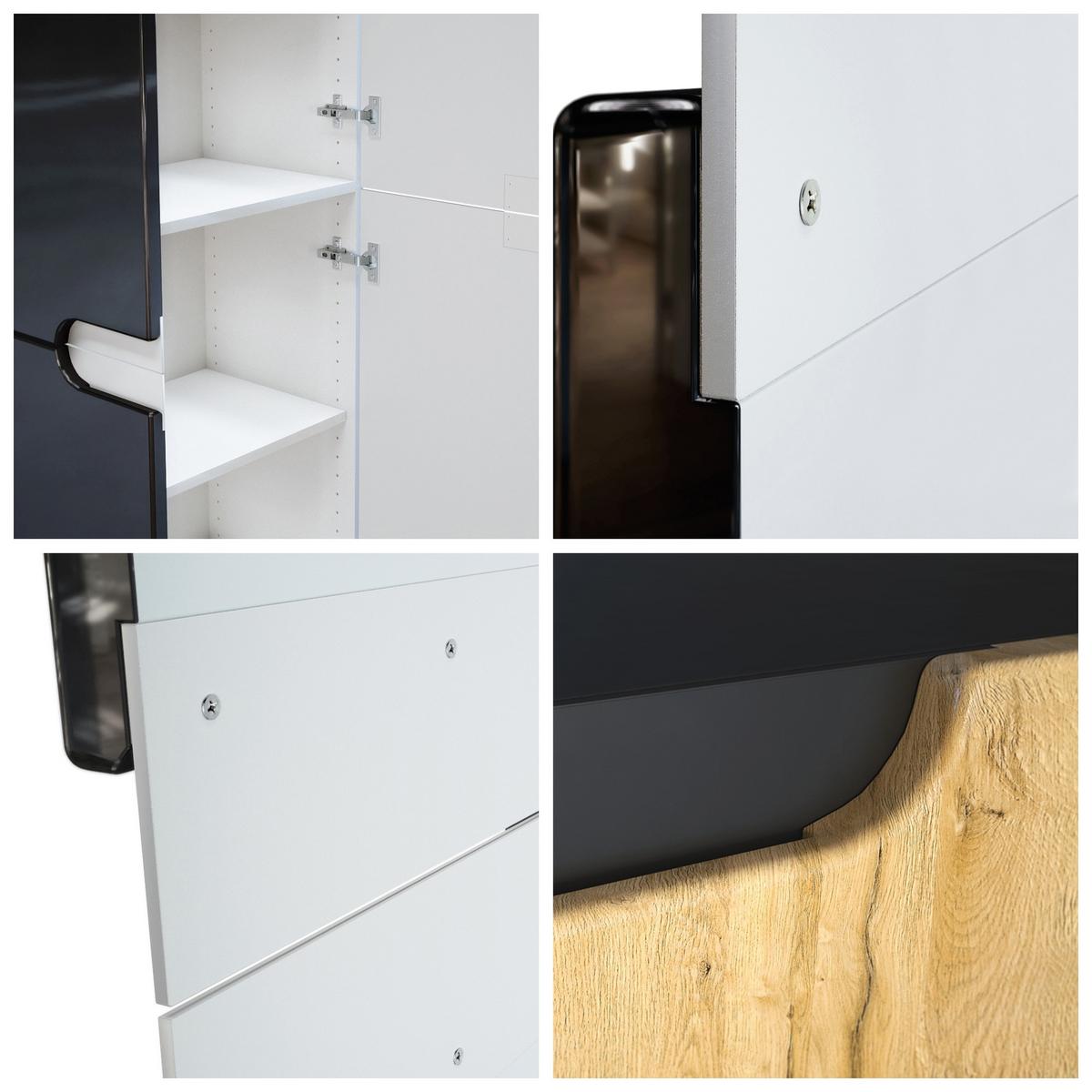 BÜROSCHRANK Logan Fronten in Beton Dunkel Optik - Dunkelgrau, Holzwerkstoff (82/184/37cm) - Vladon