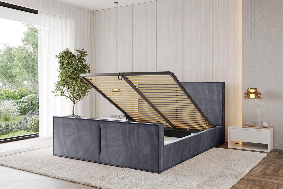 POLSTERBETT mit Bettkasten, Fußteil und Lattenrost, Boxbett ohne Matratze - VANTO-Z 180x200 Dunkelgrau - Dunkelgrau, Holzwerkstoff/Textil (180/200cm) - ALTDECOR