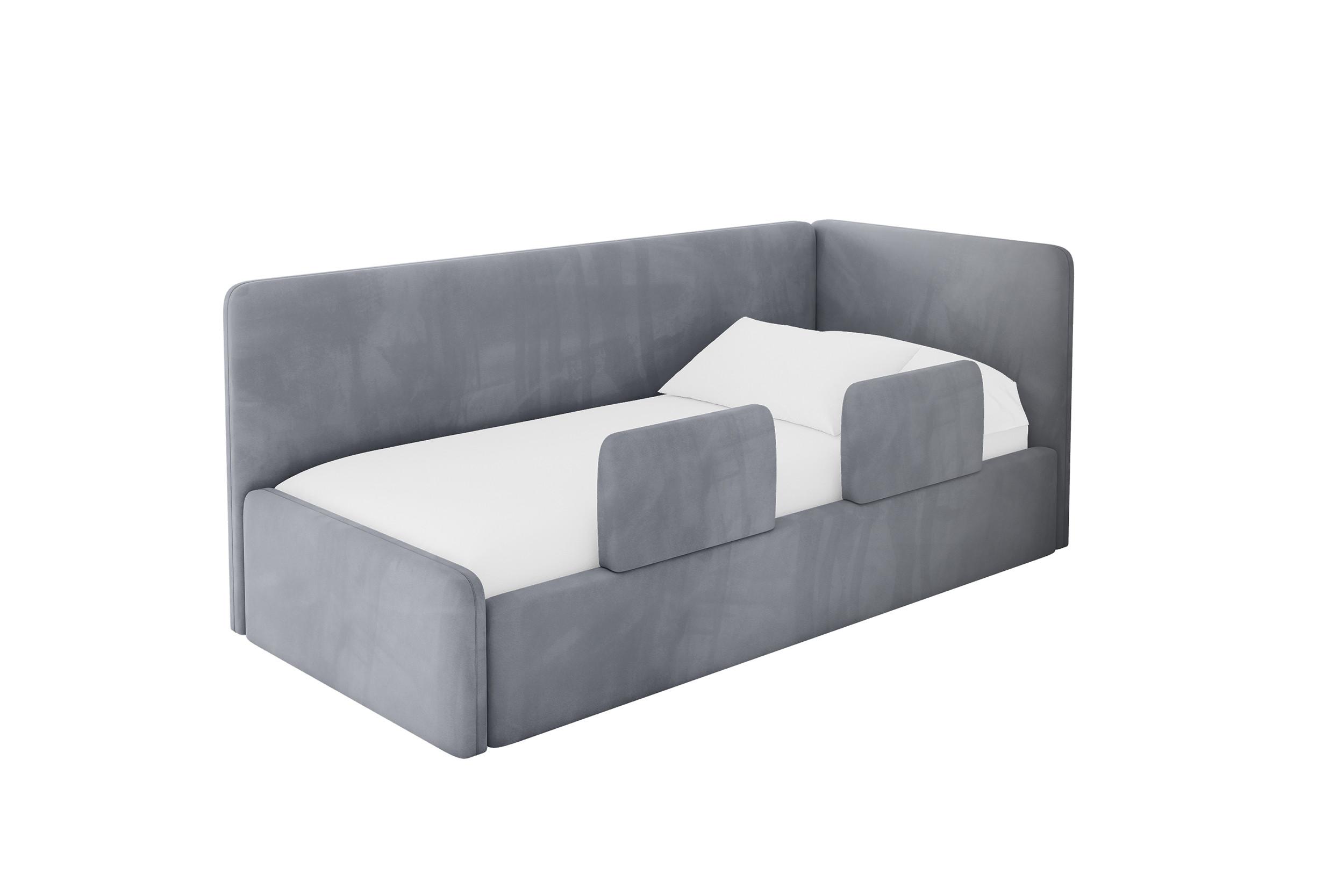 EINZELLBETT Jugendbett mit Bettkasten und Matratze H3/H4, Links - NORY 100x200 Grau - Grau, Holzwerkstoff/Textil (100/200cm) - ALTDECOR