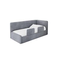 EINZELLBETT Jugendbett mit Bettkasten und Matratze H3/H4, Links - NORY 100x200 Grau - Grau, Holzwerkstoff/Textil (100/200cm) - ALTDECOR