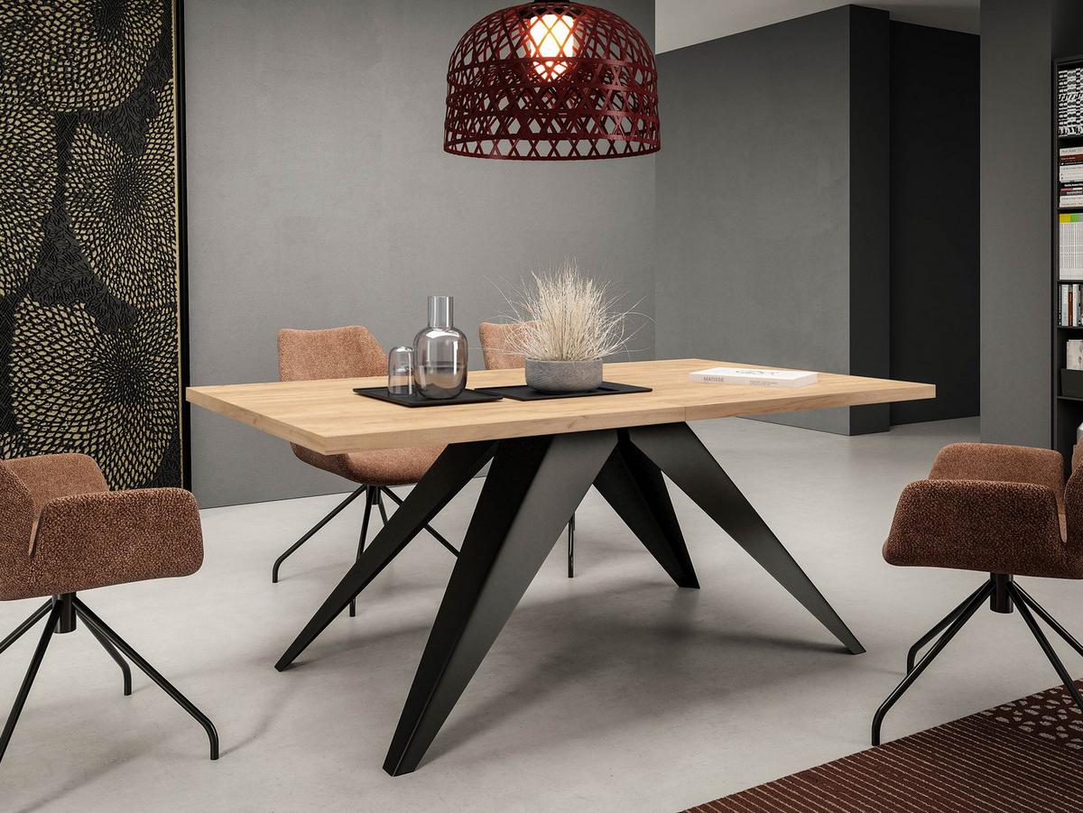 TISCH Vento 100 Ausziehbarer - Eichefarben/Schwarz, Holzwerkstoff/Metall (80/140/76cm) - MIRJAN24