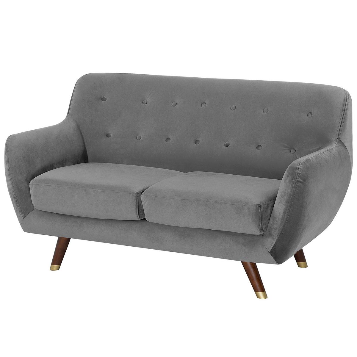 2-SITZER-SOFA Samtstoff Grau Bodo - Grau, Textil (148/85/84cm) - Beliani