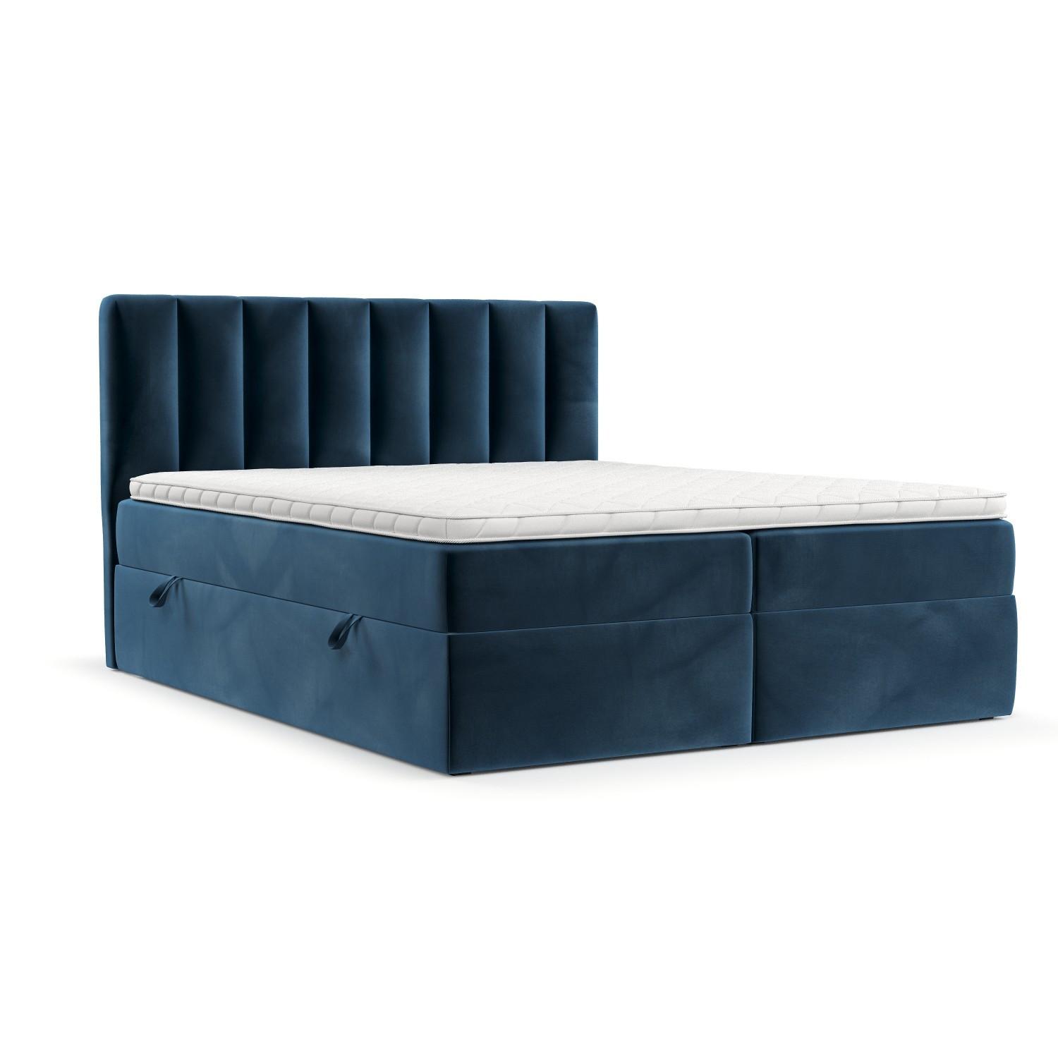 BOXBETT Bari 160/200 cm Dunkelblau im Kronos Stoff - Dunkelblau, Holz/Holzwerkstoff (160/200cm) - AltaBeds